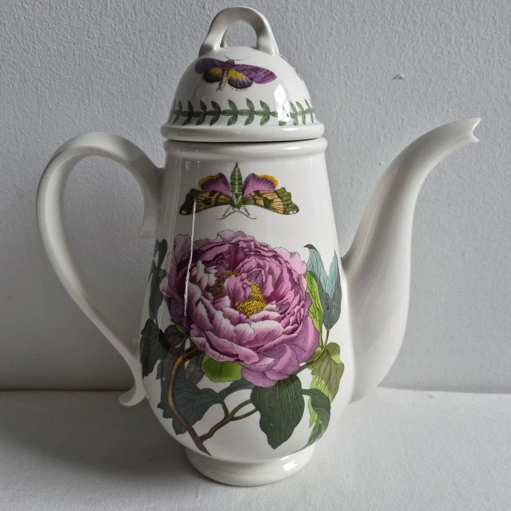 Portmeirion Botanic Garden Coffee Pot Shrubby Peony Floral White England